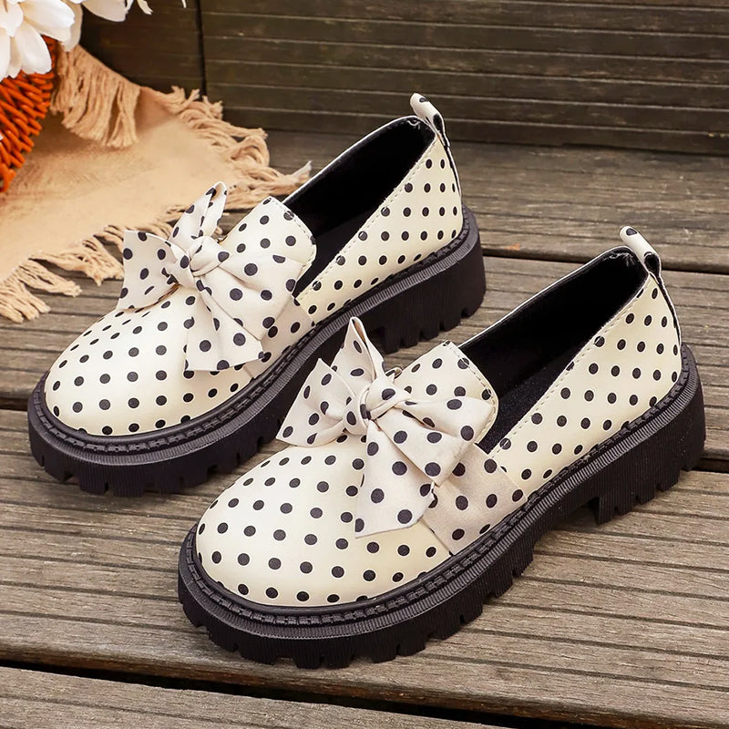 Arleth - Women's Polka Dot Bow Platform Loafers