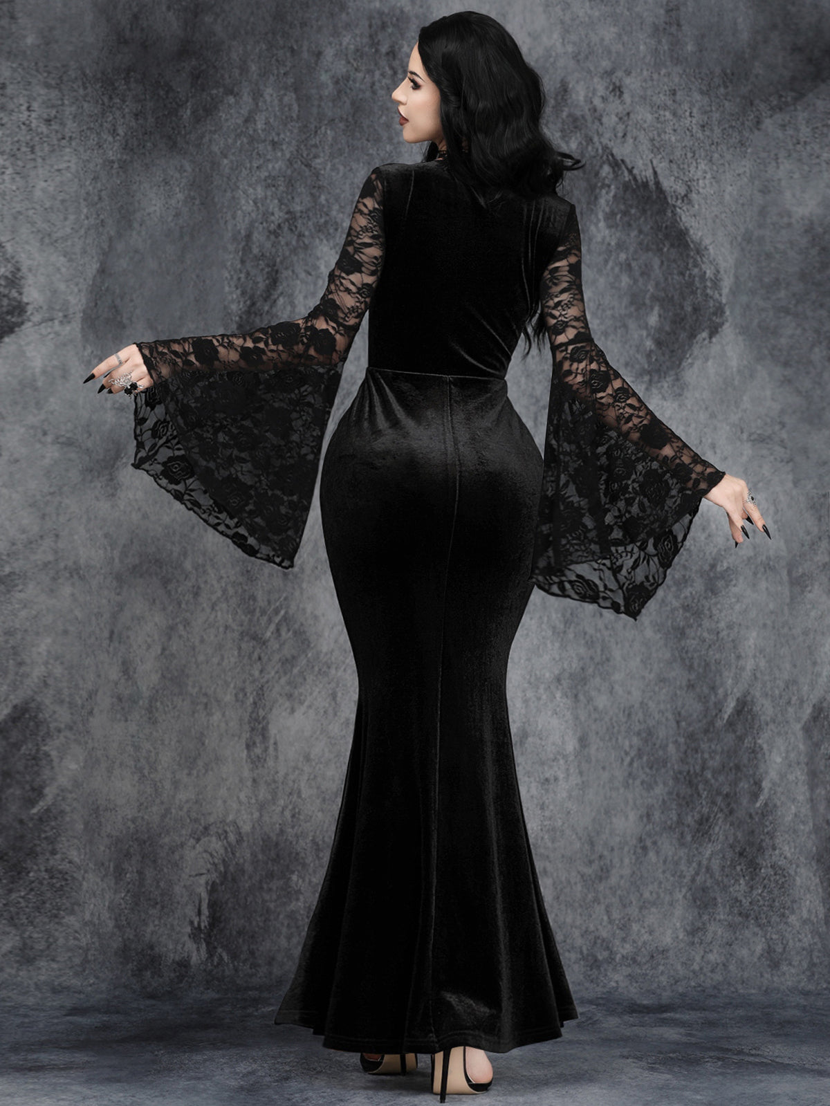 Arleth - Women's Bell Sleeve Goth Halloween Costume Dress