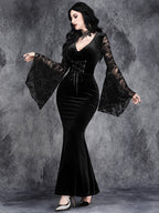 Arleth - Women's Bell Sleeve Goth Halloween Costume Dress