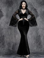 Arleth - Women's Bell Sleeve Goth Halloween Costume Dress