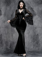 Arleth - Women's Bell Sleeve Goth Halloween Costume Dress