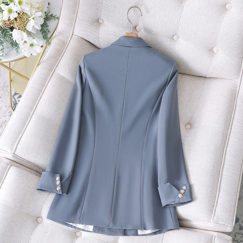 Audrey - Women's Double-Breasted Longline Classic Blazer