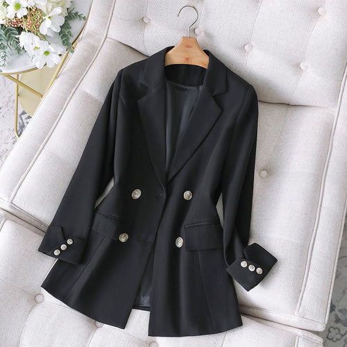 Audrey - Women's Double-Breasted Longline Classic Blazer