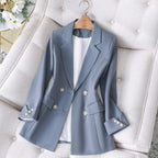 Audrey - Women's Double-Breasted Longline Classic Blazer