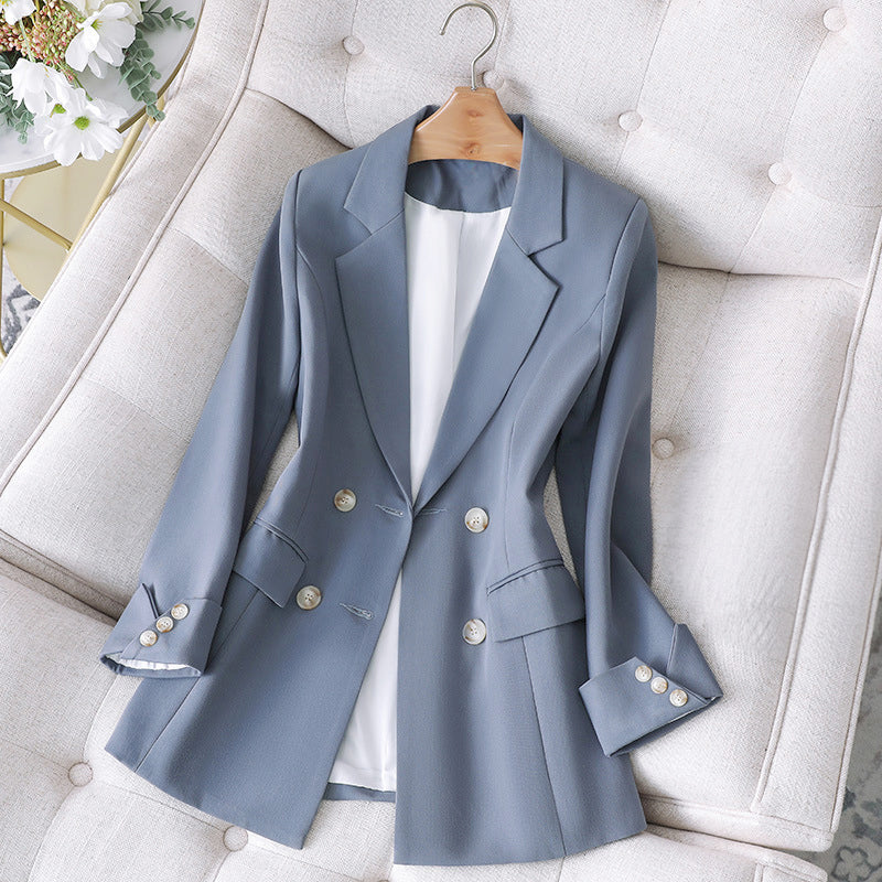 Audrey - Women's Double-Breasted Longline Classic Blazer