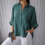 Audrey - Women's Loose Fit Long Sleeve Collared Shirt