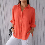 Audrey - Women's Loose Fit Long Sleeve Collared Shirt