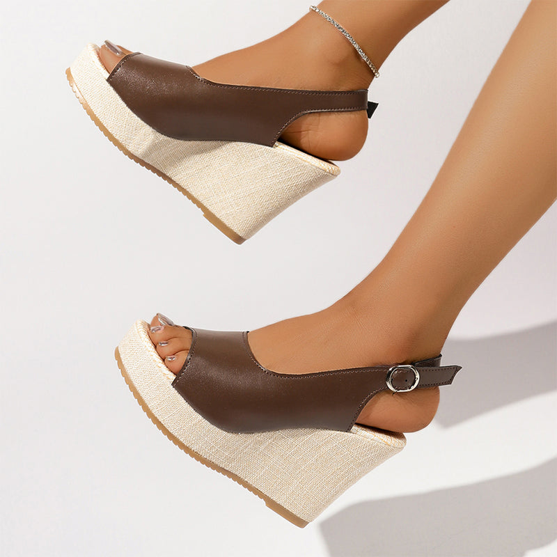 Audrey - Women’s Slingback Platform Wedge Sandals