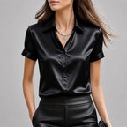 Audrey - Women's Relaxed Silky V-Neck Top