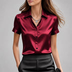Audrey - Women's Relaxed Silky V-Neck Top