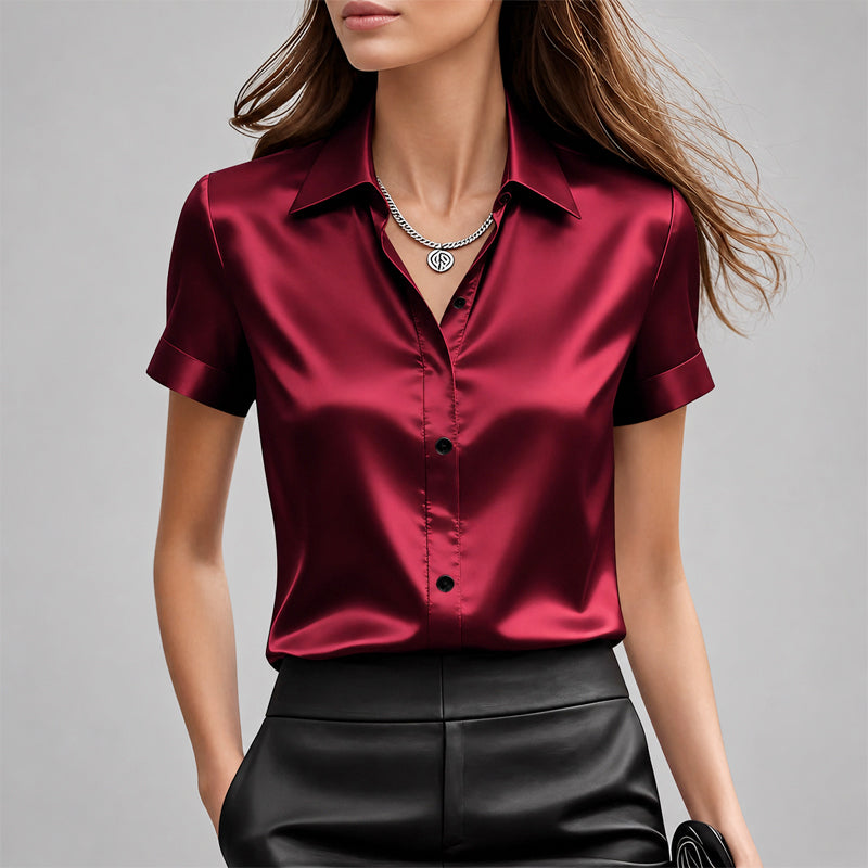 Audrey - Women's Relaxed Silky V-Neck Top