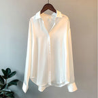 Audrey - Women's Satin Pointed Collar Shirt