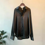 Audrey - Women's Satin Pointed Collar Shirt