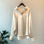 Audrey - Women's Satin Pointed Collar Shirt