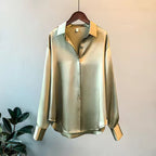 Audrey - Women's Satin Pointed Collar Shirt