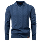 Austen - Men's Textured V-Neck Collared Knit Sweater