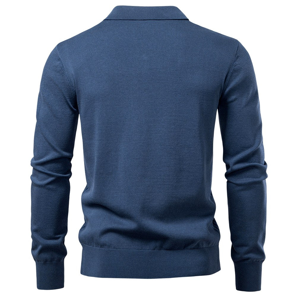 Austen - Men's Textured V-Neck Collared Knit Sweater