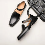 Austin - Men's Square Toe Buckle Strap Heeled Loafers