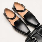 Austin - Men's Square Toe Buckle Strap Heeled Loafers
