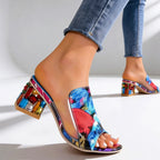 Barbara - Women's Open Toe Jewel Block Heel Sandals