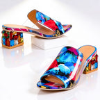 Barbara - Women's Open Toe Jewel Block Heel Sandals