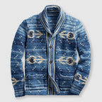 Barron - Men's Jacquard Patterned Shawl Collar Button Cardigan