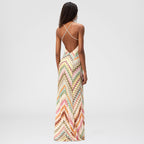 Baylor - Women's Crochet Chevron Boho Maxi Dress