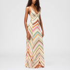 Baylor - Women's Crochet Chevron Boho Maxi Dress