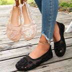 Beatrice - Women's Floral Embroidered Mesh Ballet Flats