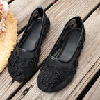 Beatrice - Women's Floral Embroidered Mesh Ballet Flats