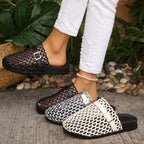 Beth - Women's Woven Mesh Buckle Mule Sandals