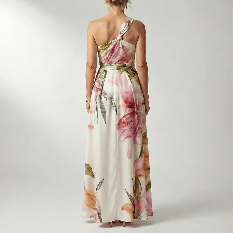 Bianca - Women's Sleeveless Halter Flowing Print Dress