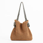 Blaire - Women's Striped Strap Woven Slouch Tote