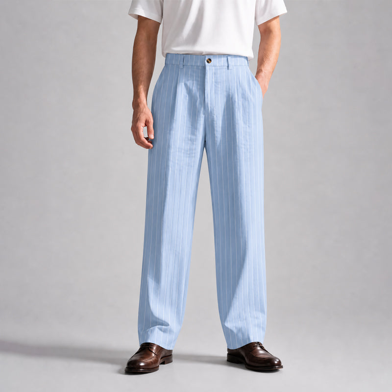 Blake - Men's Relaxed Fit Wide-Leg Striped Trousers