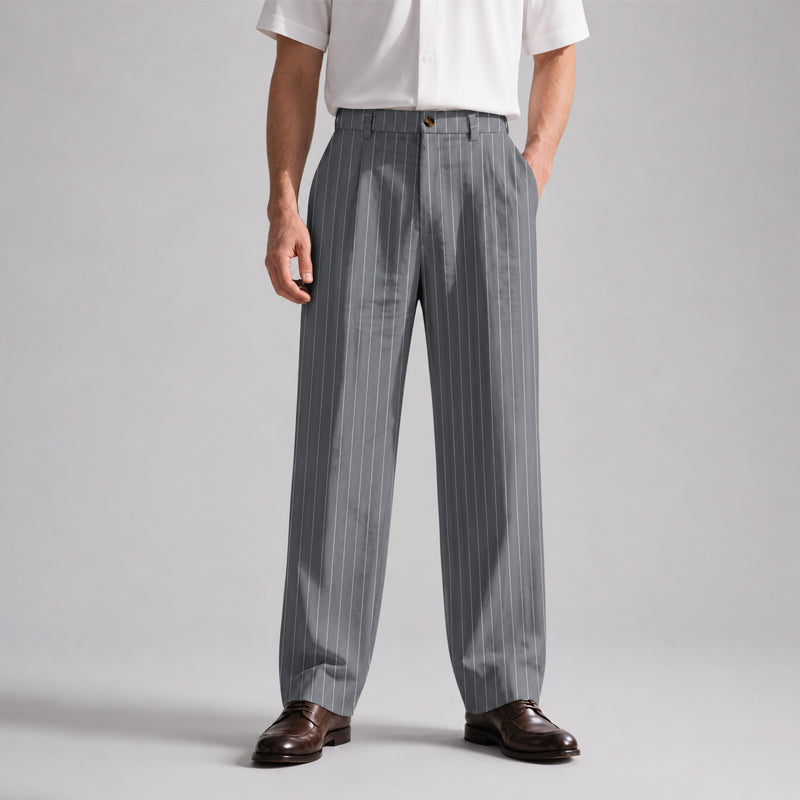 Blake - Men's Relaxed Fit Wide-Leg Striped Trousers