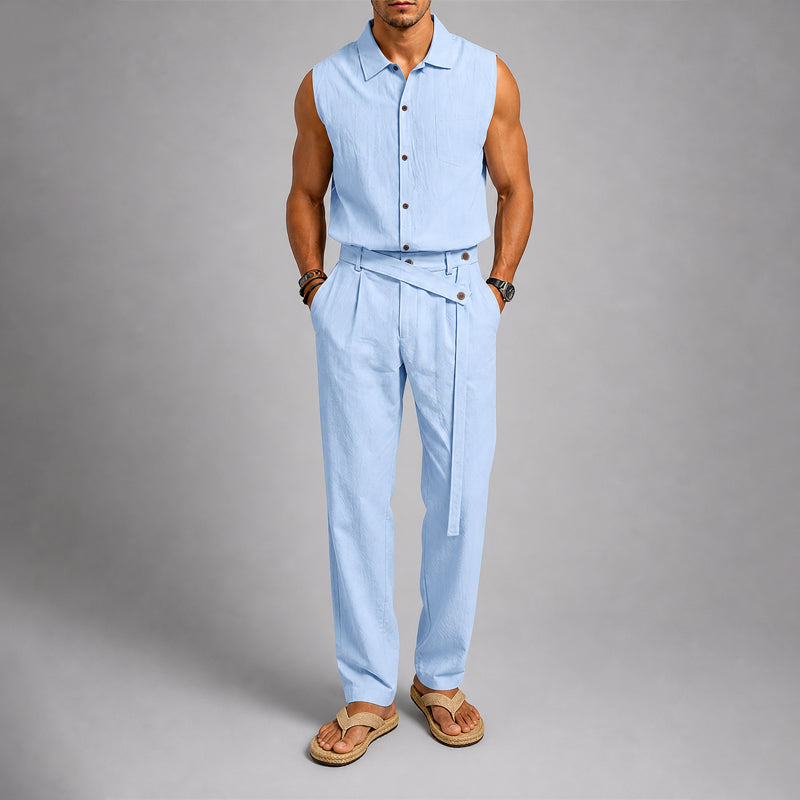Blake - Men's Sleeveless Shirt and Cross-Over Pants Set