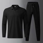 Blake - Men's Zipper Collar Long-Sleeve Shirt and Joggers Combo