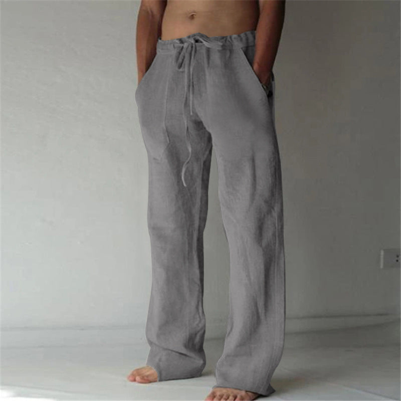 Brandon - Men's Linen Wide-Leg Drawstring Pants