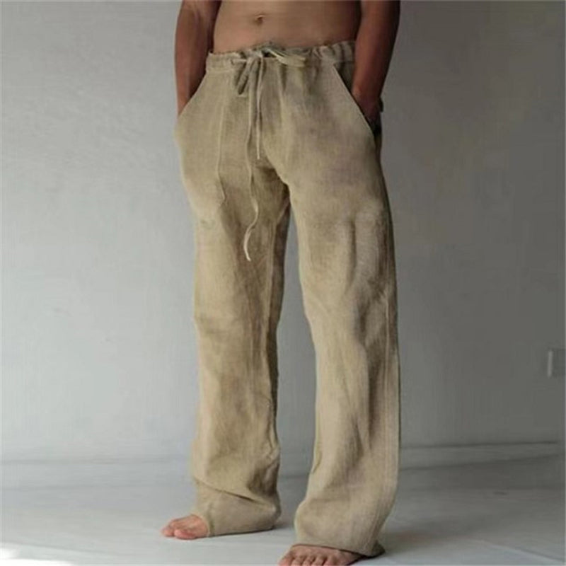 Brandon - Men's Linen Wide-Leg Drawstring Pants