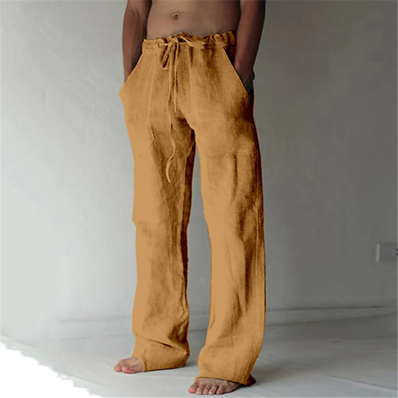 Brandon - Men's Linen Wide-Leg Drawstring Pants