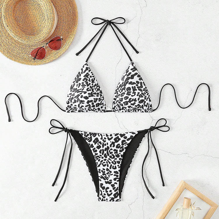 Brenda - Women's Leopard Tie-Side Bikini Set