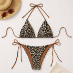 Brenda - Women's Leopard Tie-Side Bikini Set