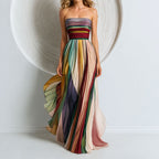 Brielle - Women's Strapless Pleated Chiffon Maxi Dress
