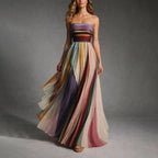 Brielle - Women's Strapless Pleated Chiffon Maxi Dress
