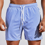 Brody - Men's Classic Striped Elastic Waist Swim Shorts