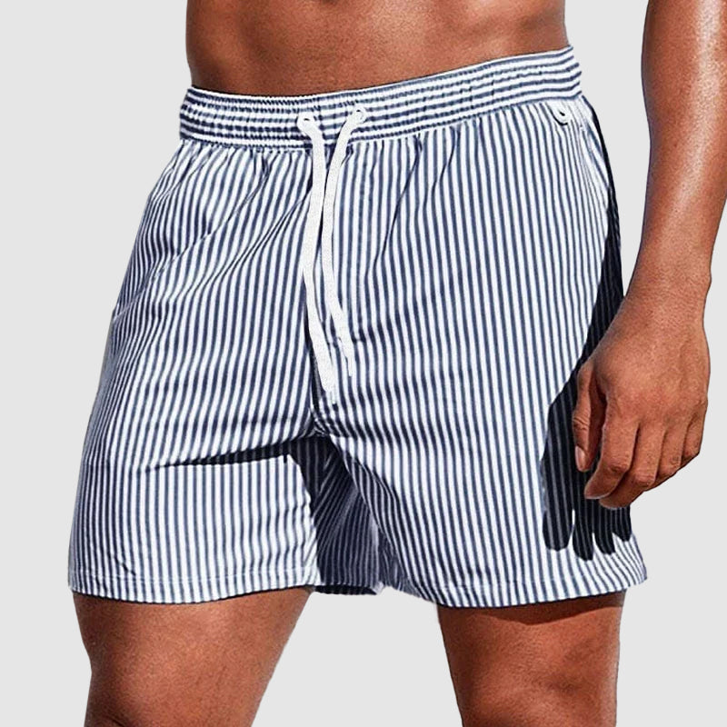 Brody - Men's Classic Striped Elastic Waist Swim Shorts