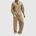 Brody - Men's Open Collar Casual Pullover and Wide-Leg Pants Set