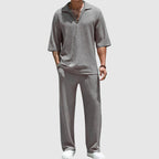 Brody - Men's Open Collar Casual Pullover and Wide-Leg Pants Set