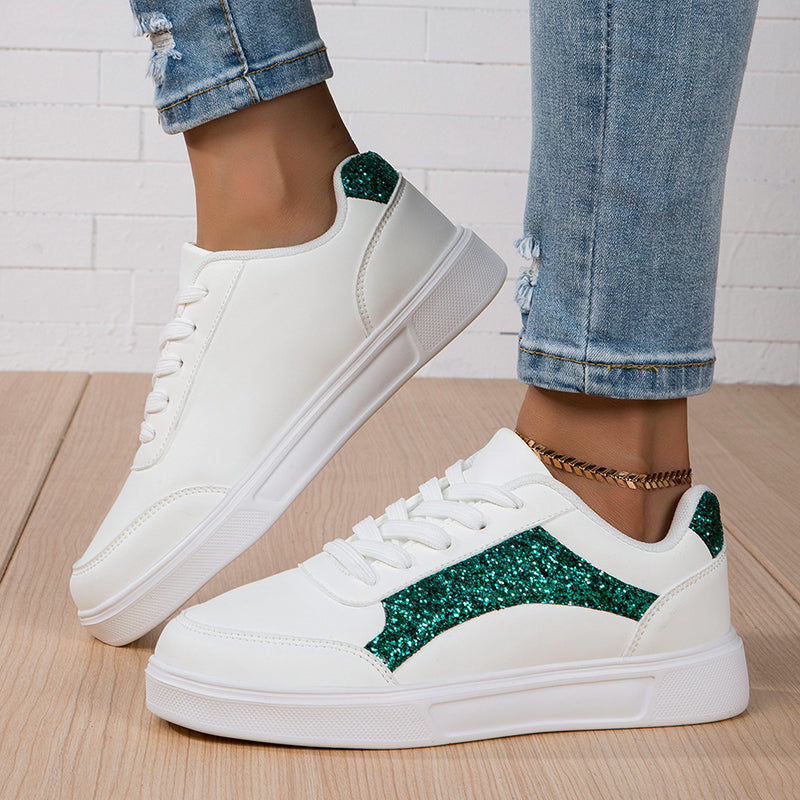 Brooklynn - Women's Glitter Accent Platform Sneakers