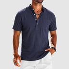 Caleb - Men's Classic Short Sleeve Henley Shirt with Pocket